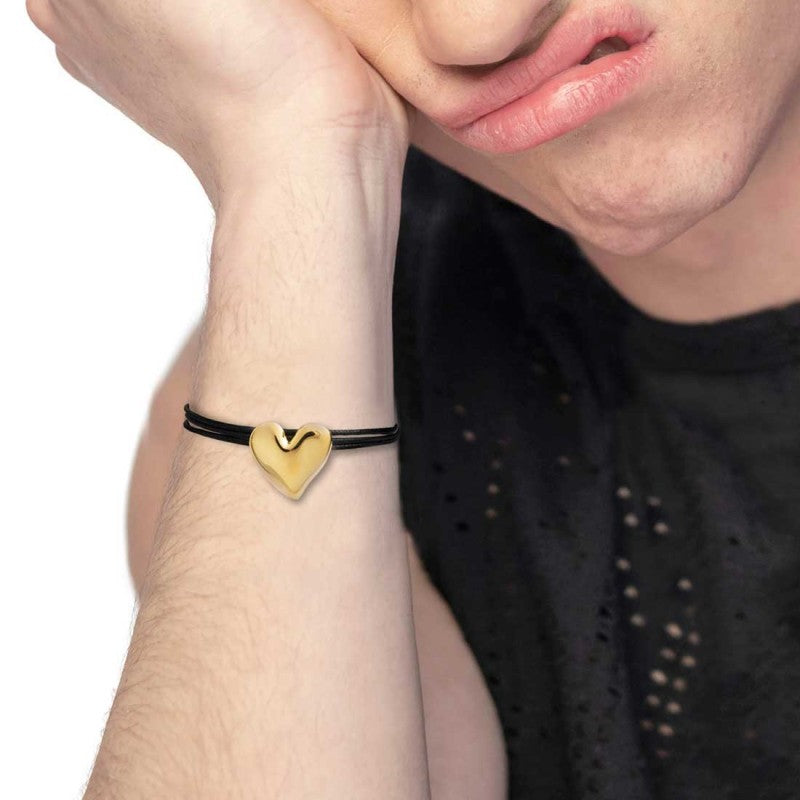 Marlù | Bracciale triplo filo con cordino cerato con cuore irregolare