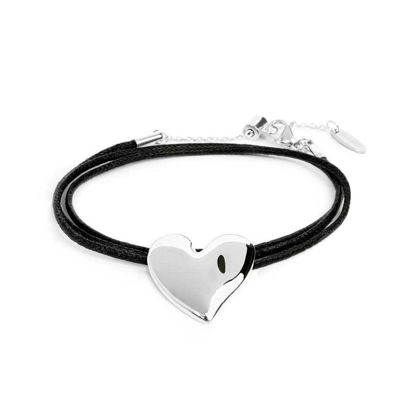 Marlù | Bracciale triplo filo con cordino cerato con cuore irregolare