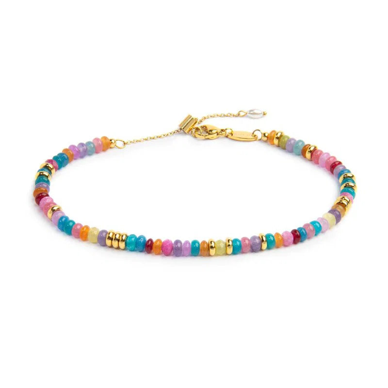 Marlù |Cavigliera con perle a ciambella in plastica colorate