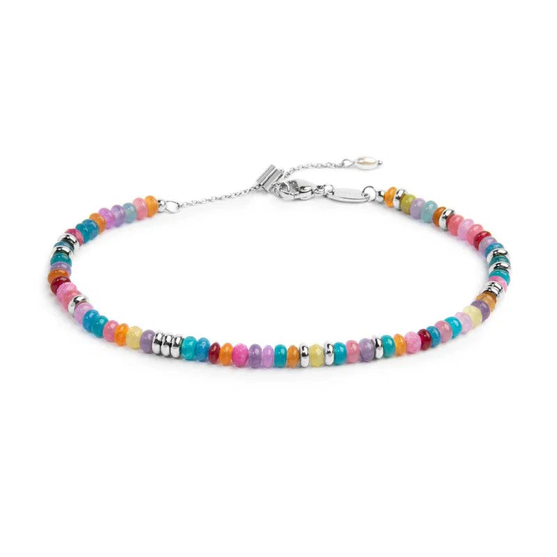 Marlù |Cavigliera con perle a ciambella in plastica colorate