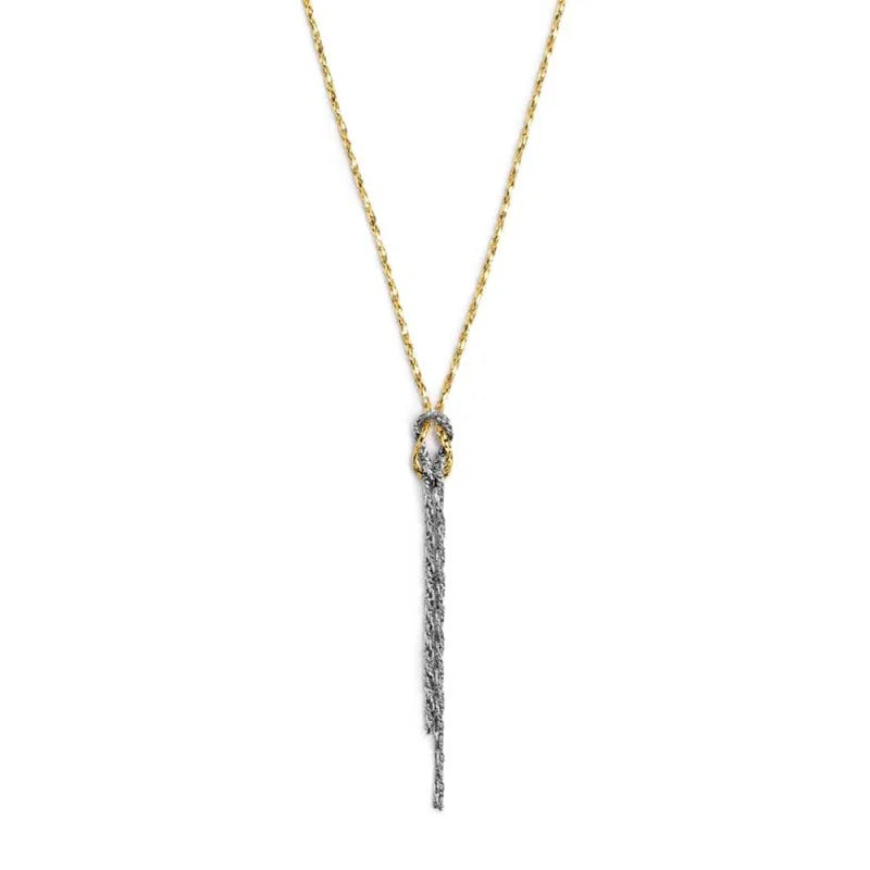 Marlù | Collana a Y con nodo catena snake e catena foxtail