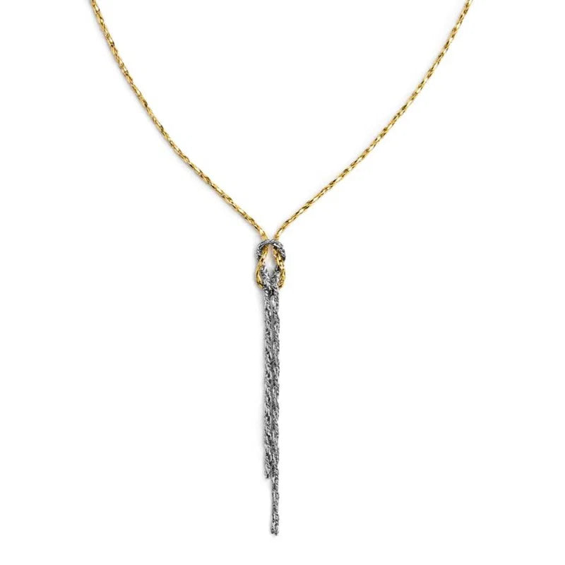 Marlù | Collana a Y con nodo catena snake e catena foxtail