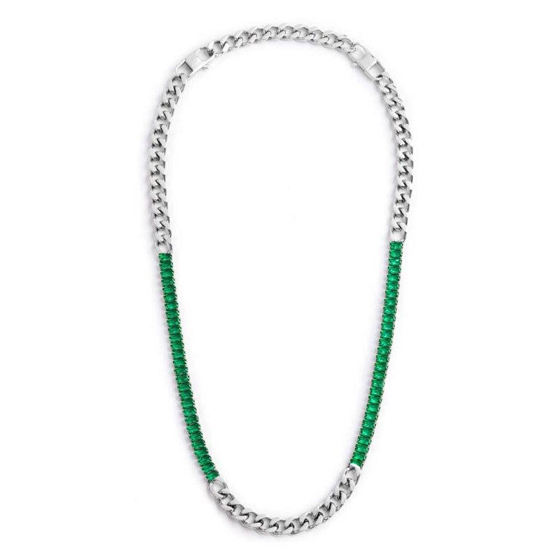 Marlù | Collana catena grumetta con tennis cristalli baguette