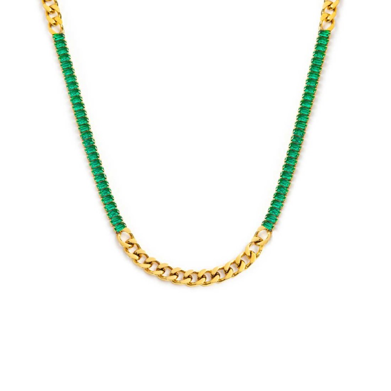 Marlù | Collana catena grumetta con tennis cristalli baguette