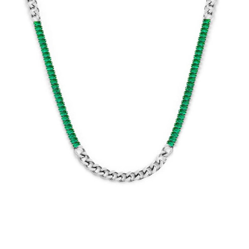 Marlù | Collana catena grumetta con tennis cristalli baguette