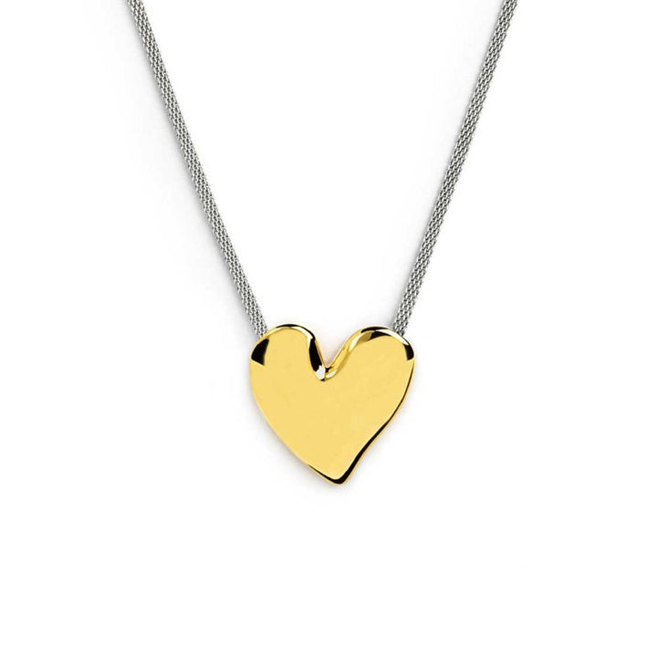 Marlù | Collana catena mesh con cuore irregolare martellato