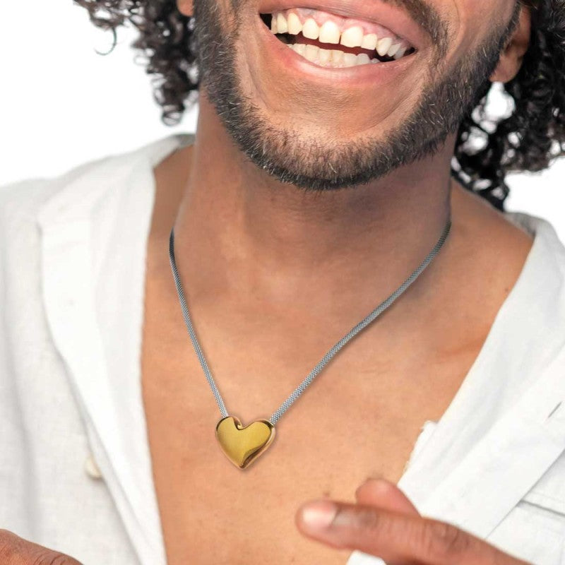 Marlù | Collana catena mesh con cuore irregolare martellato
