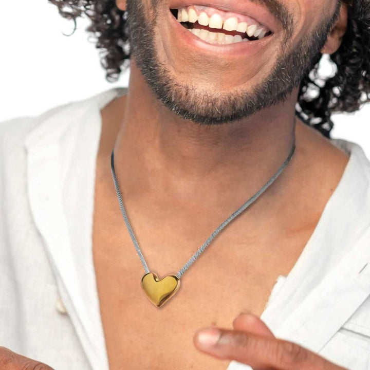 Marlù | Collana catena mesh con cuore irregolare martellato