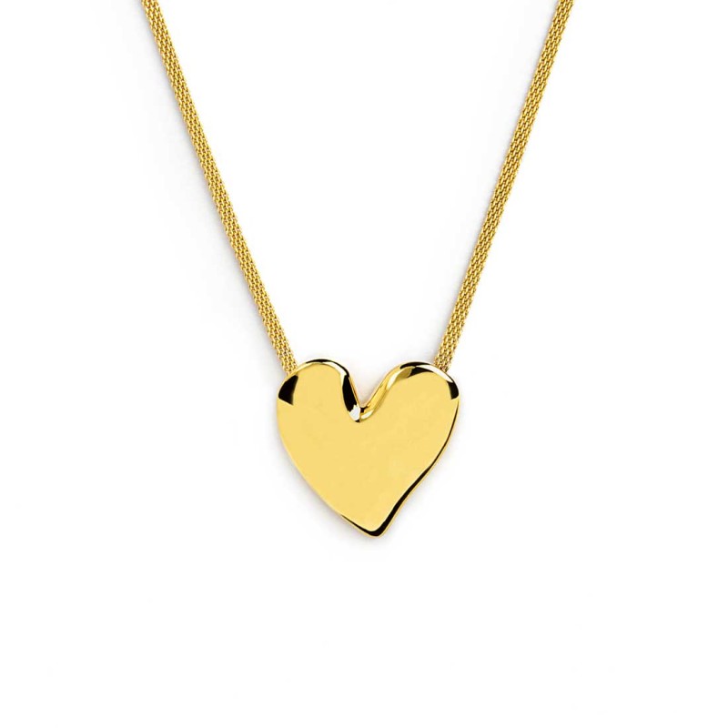 Marlù | Collana catena mesh con cuore irregolare martellato