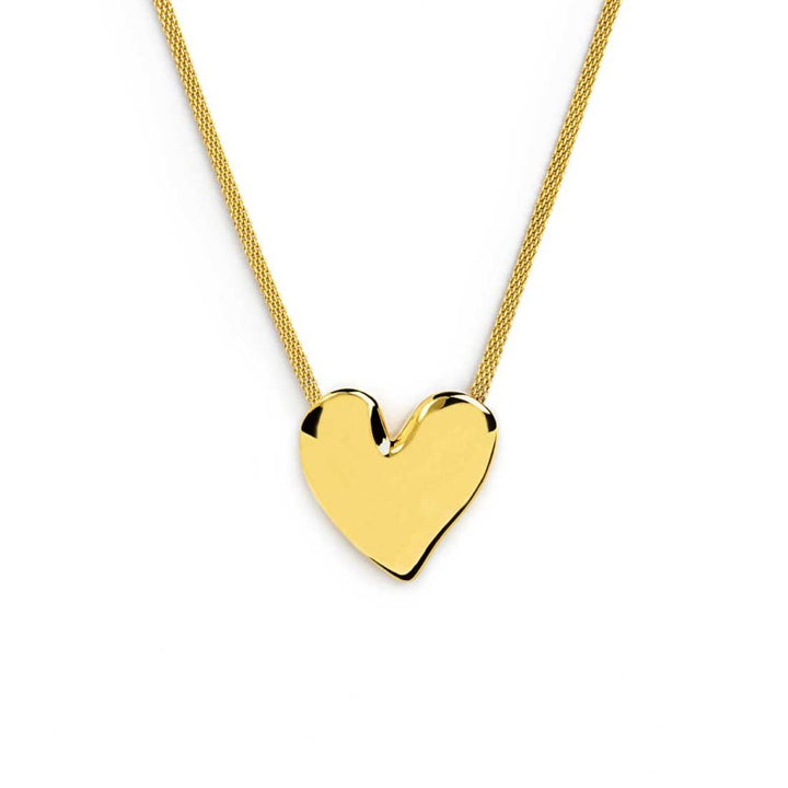 Marlù | Collana catena mesh con cuore irregolare martellato