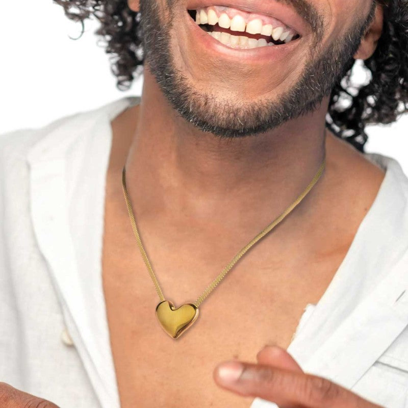 Marlù | Collana catena mesh con cuore irregolare martellato