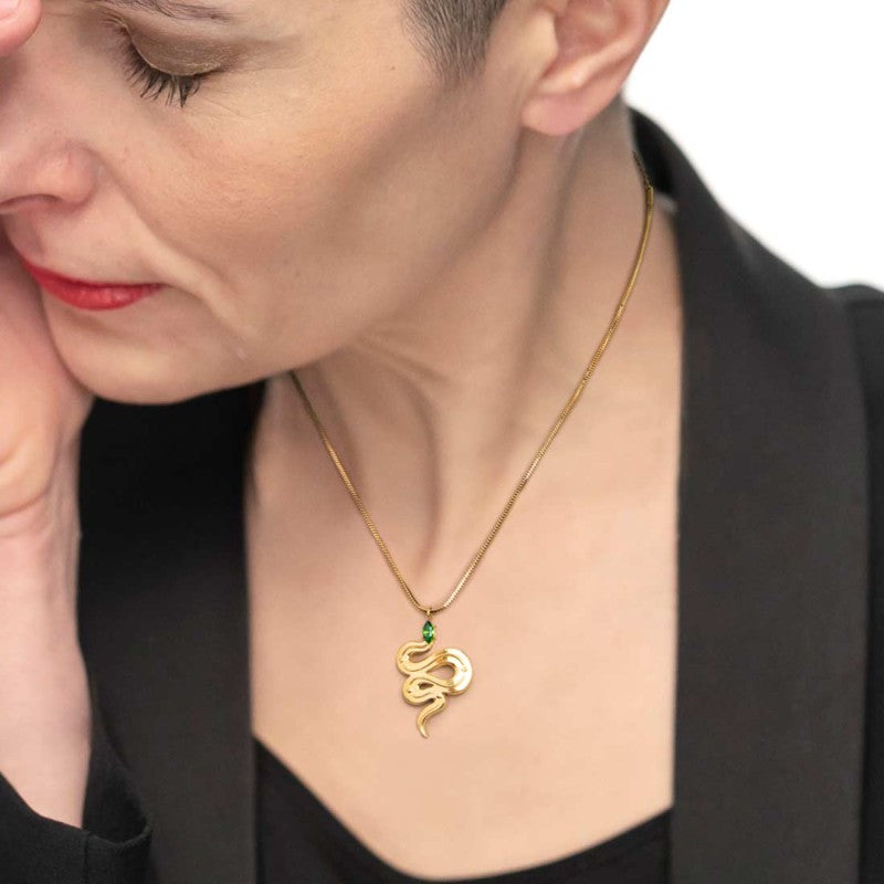 Marlù | Collana catena snake quadrata con serpente pendente