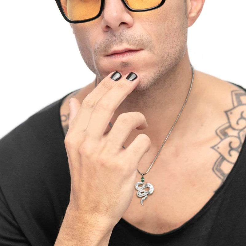 Marlù | Collana catena snake quadrata con serpente pendente