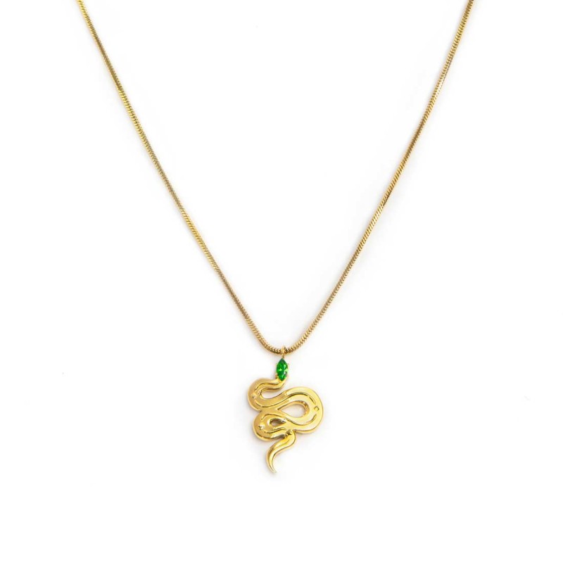 Marlù | Collana catena snake quadrata con serpente pendente