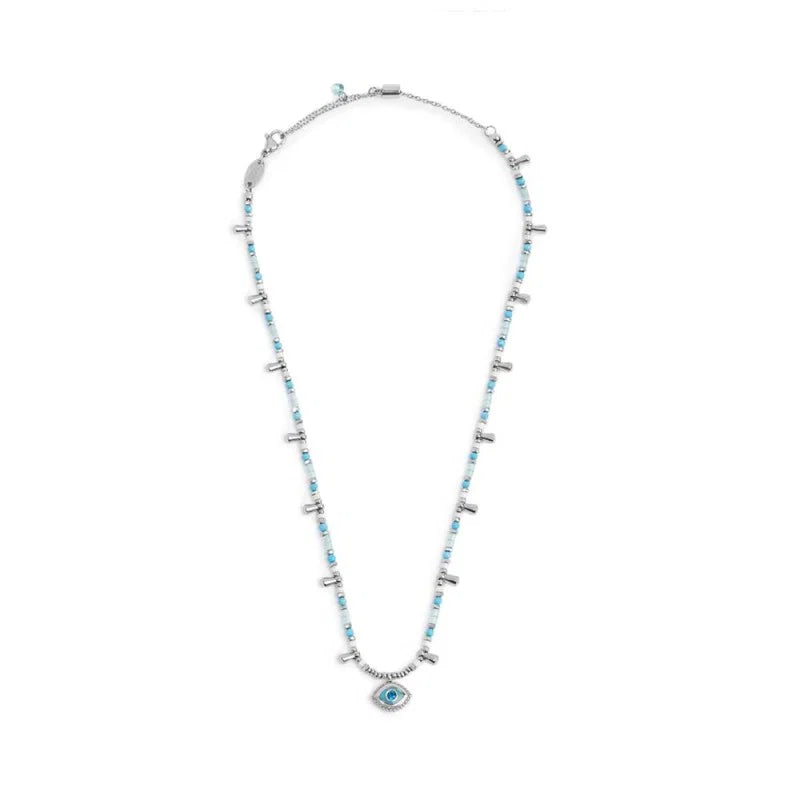 Marlù | Collana con occhio pendente ed elementi di ematite sfacetttata