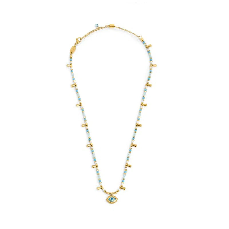 Marlù | Collana con occhio pendente ed elementi di ematite sfacetttata