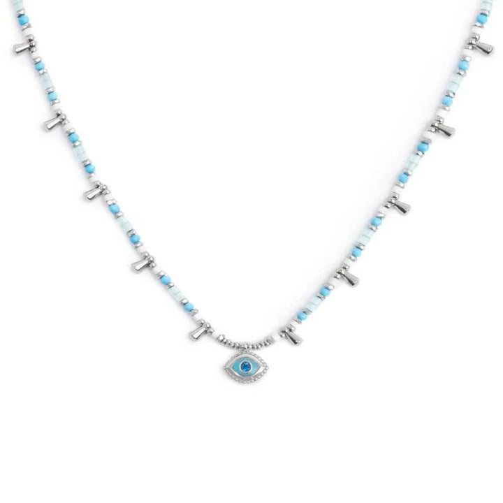 Marlù | Collana con occhio pendente ed elementi di ematite sfacetttata