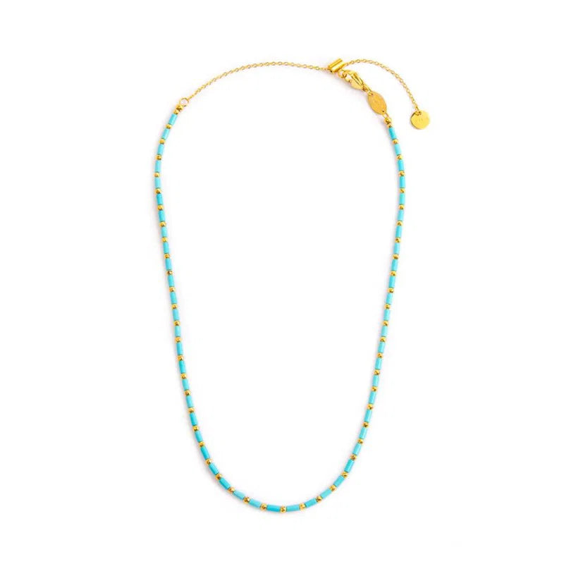 Marlù |Collana con perline a tubo turchesi ed ematite