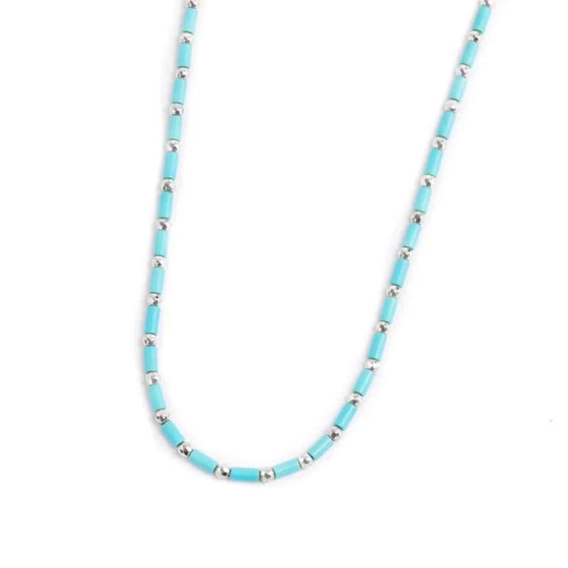 Marlù |Collana con perline a tubo turchesi ed ematite