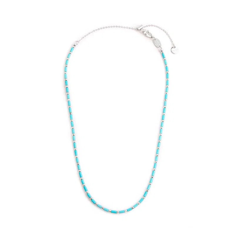 Marlù |Collana con perline a tubo turchesi ed ematite