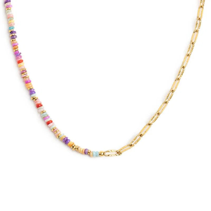 Marlù | Collana con perline colorate e catena a maglia larga