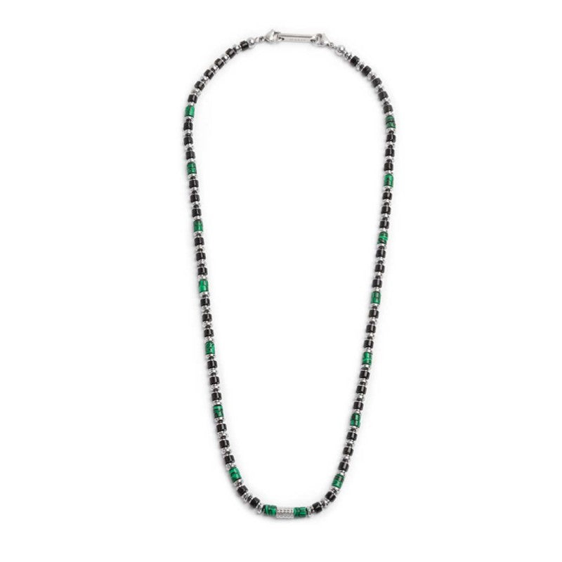 Marlù | Collana con rondelle in malachite ed onice nera elementi in ematite