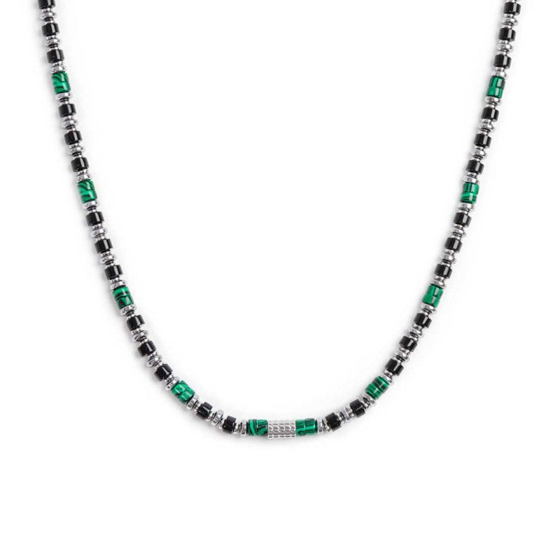 Marlù | Collana con rondelle in malachite ed onice nera elementi in ematite