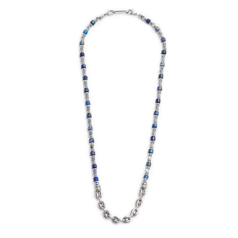 Marlù | Collana con rondelle in sodalite ed elementi in ematite
