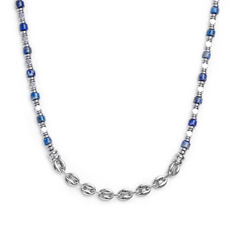 Marlù | Collana con rondelle in sodalite ed elementi in ematite