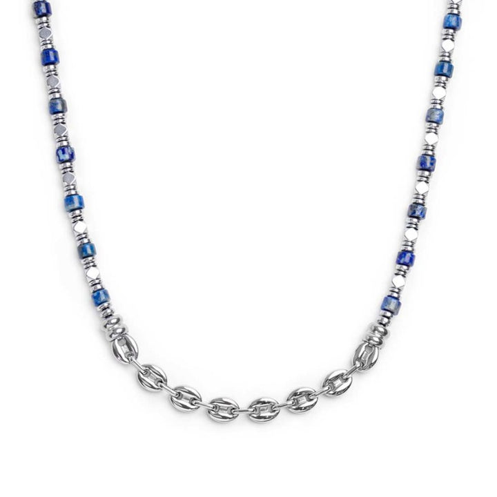 Marlù | Collana con rondelle in sodalite ed elementi in ematite
