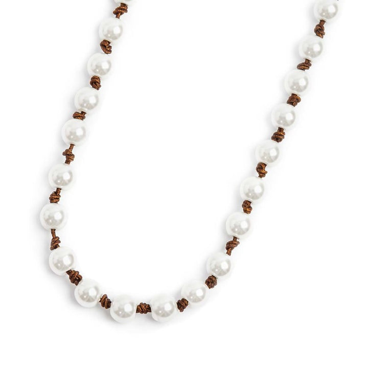 Marlù | Collana cordino marrone con perle