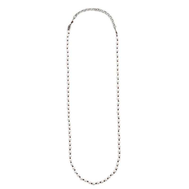 Marlù | Collana cordino marrone con perle
