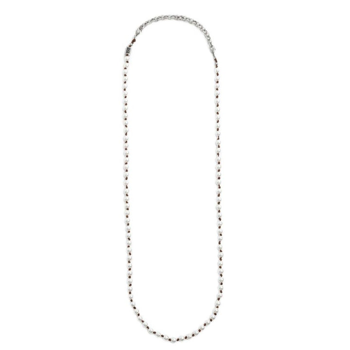 Marlù | Collana cordino marrone con perle