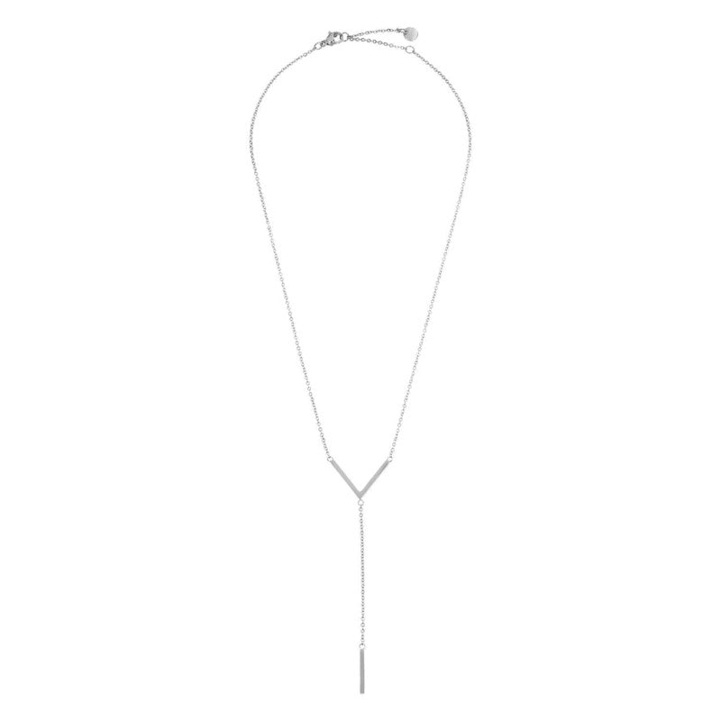 Marlù | Collana in acciaio con V e barretta