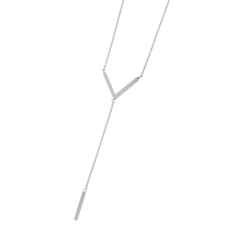 Marlù | Collana in acciaio con V e barretta