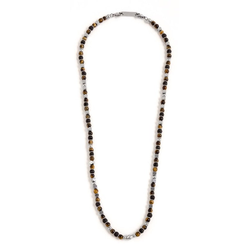 Marlù | Collana occhio di tigre e pietra lavica