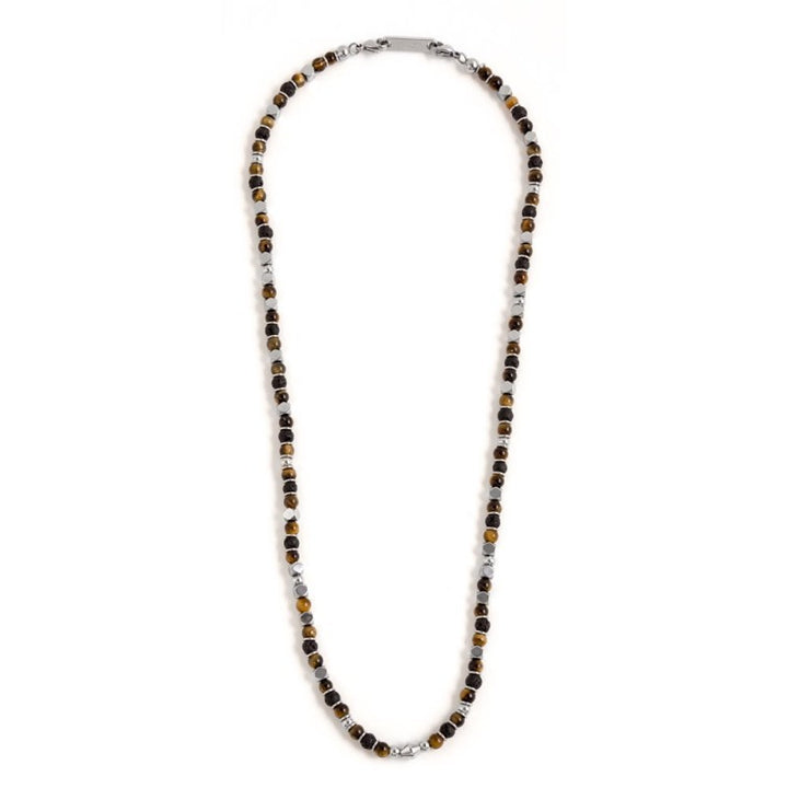 Marlù | Collana occhio di tigre e pietra lavica