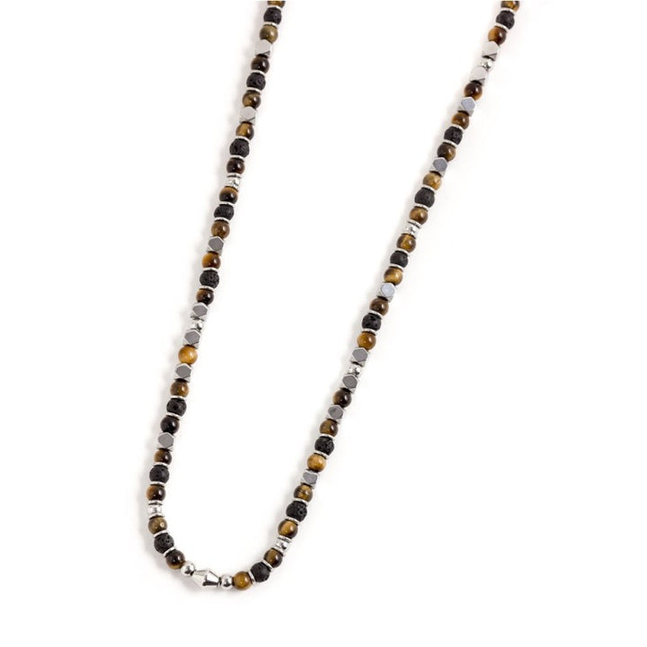 Marlù | Collana occhio di tigre e pietra lavica