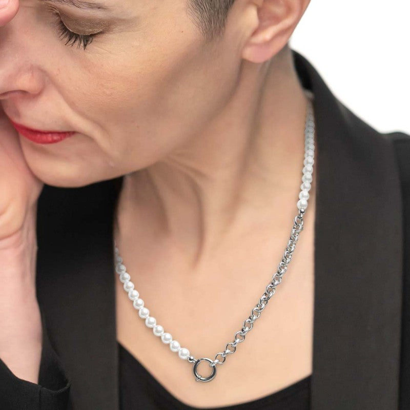 Marlù | Collana perle con catena a sfere