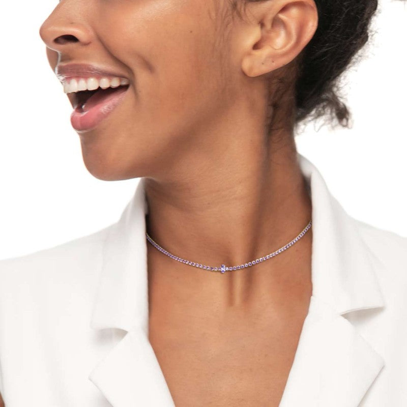 Marlù | Collana tennis con zirconi e zircone centrale baguette
