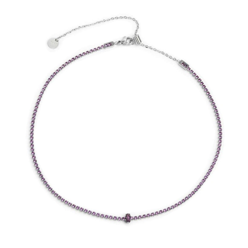 Marlù | Collana tennis con zirconi e zircone centrale baguette