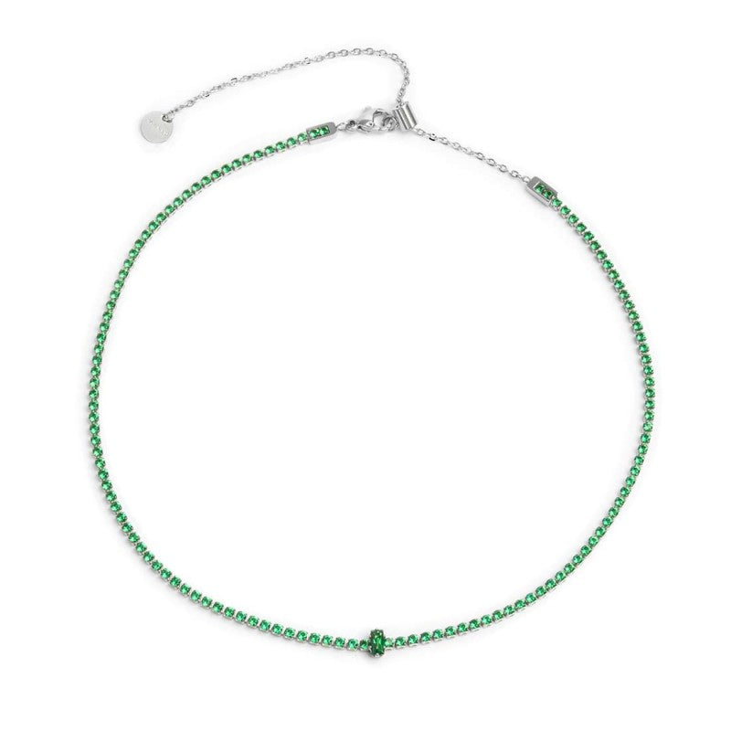 Marlù | Collana tennis con zirconi e zircone centrale baguette
