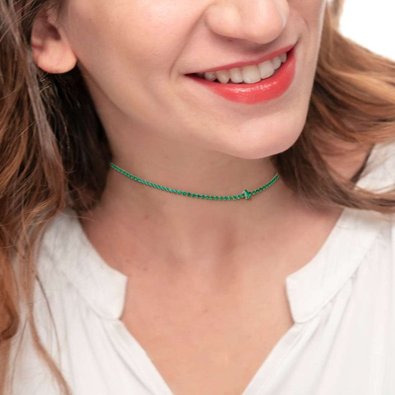 Marlù | Collana tennis con zirconi e zircone centrale baguette