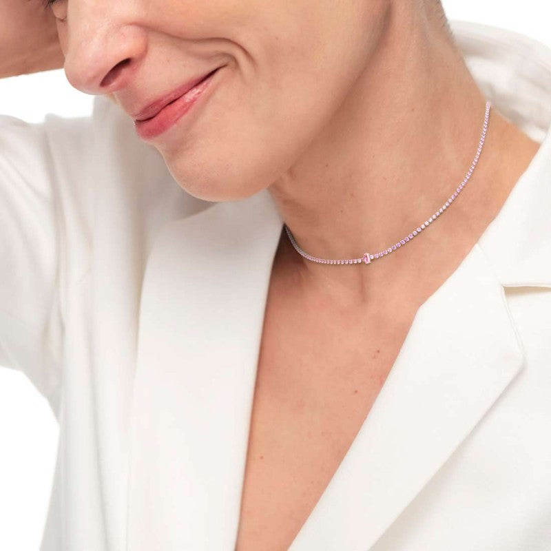 Marlù | Collana tennis con zirconi e zircone centrale baguette