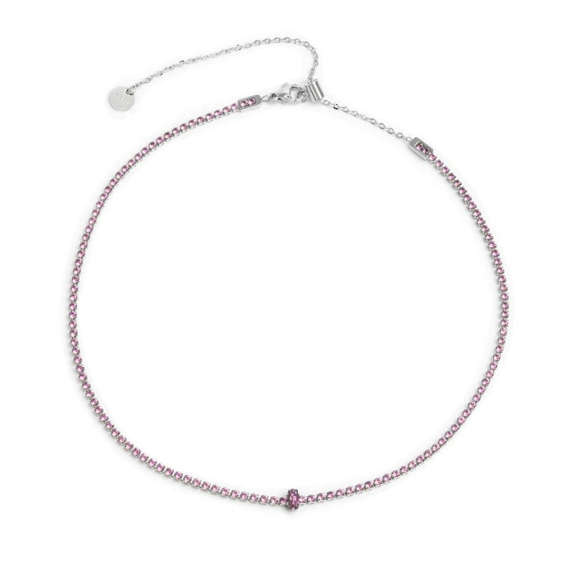 Marlù | Collana tennis con zirconi e zircone centrale baguette