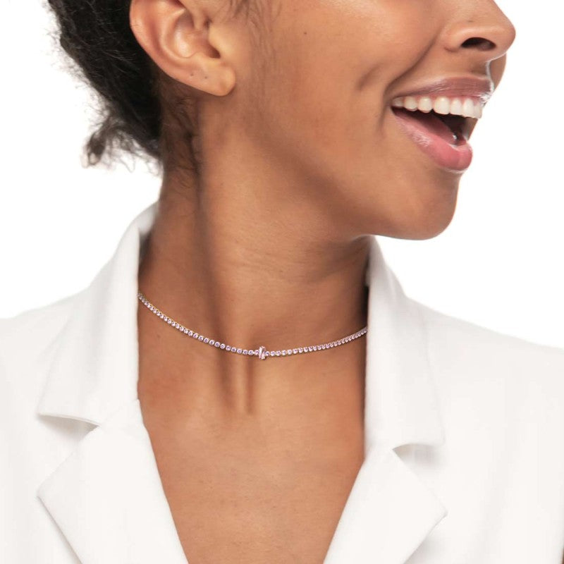 Marlù | Collana tennis con zirconi e zircone centrale baguette