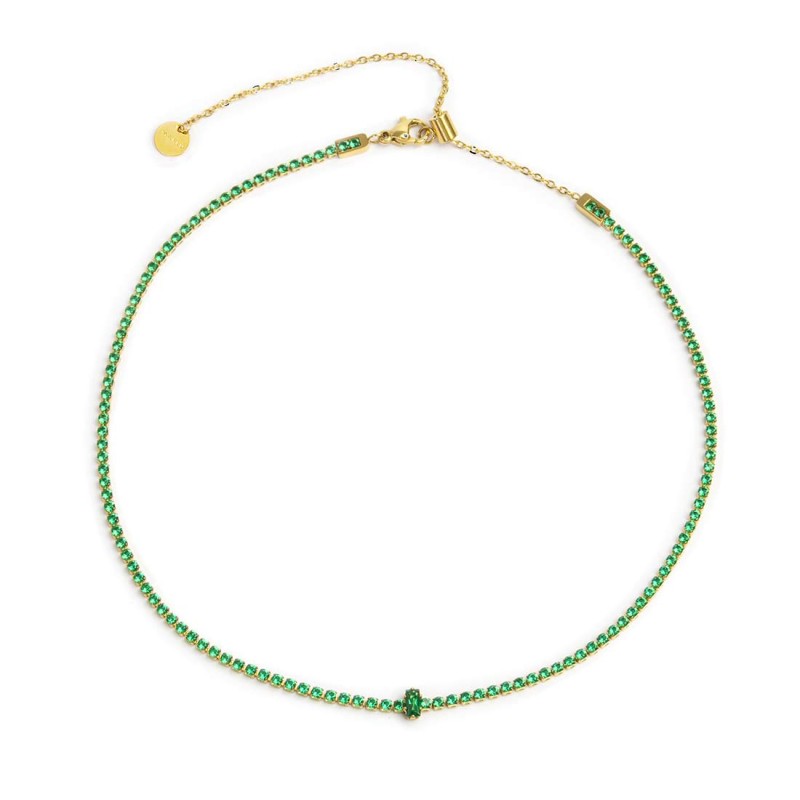 Marlù | Collana tennis con zirconi e zircone centrale baguette