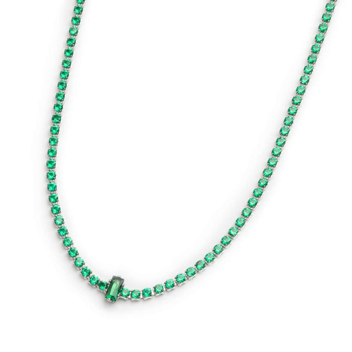 Marlù | Collana tennis con zirconi e zircone centrale baguette