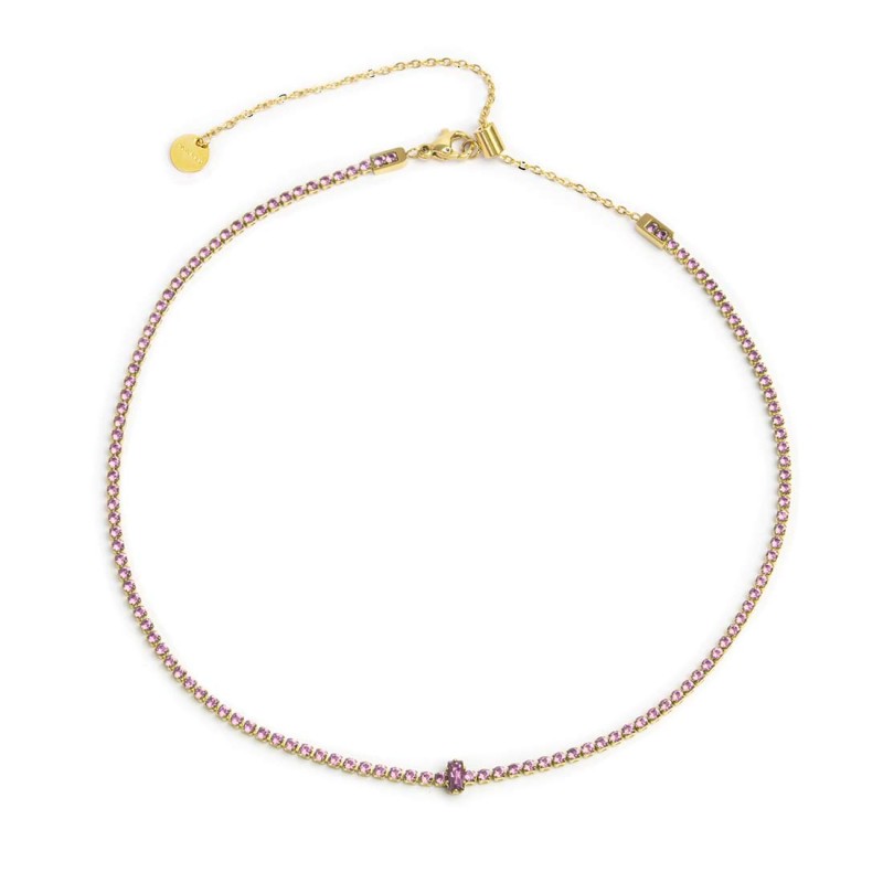 Marlù | Collana tennis con zirconi e zircone centrale baguette
