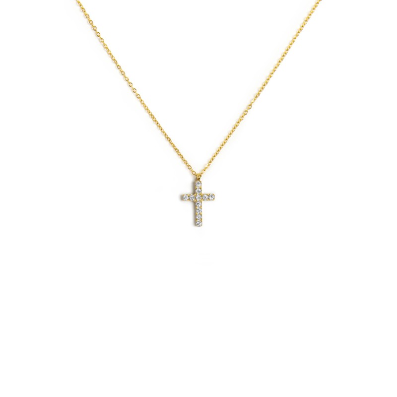 Marlù | Collana croce pendente 1,4 cm con zirconi